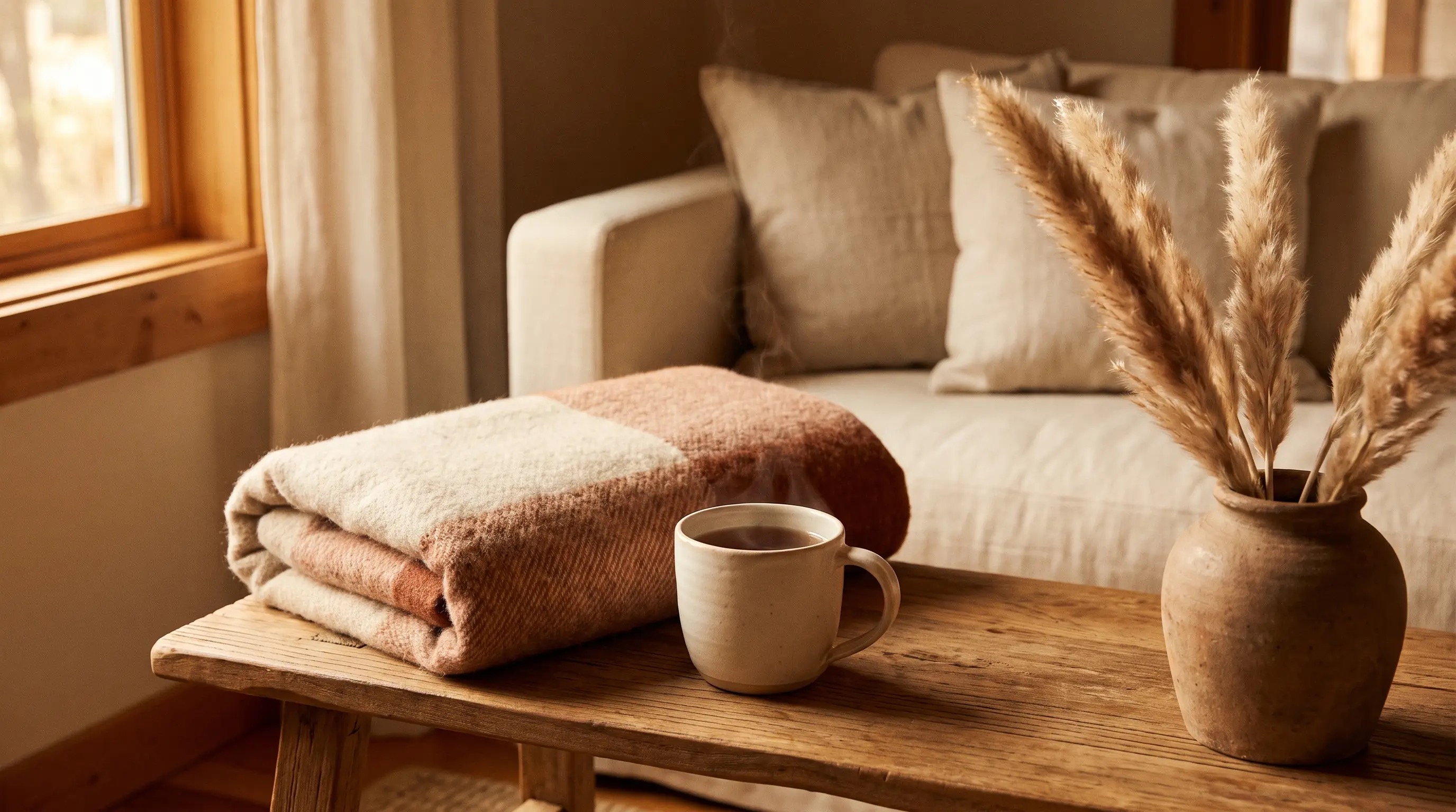 A warm, quiet corner with tea and soft light before a session